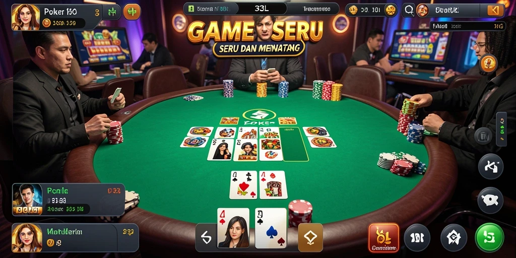 Screenshot gameplay 33L menunjukkan suasana poker yang menegangkan.