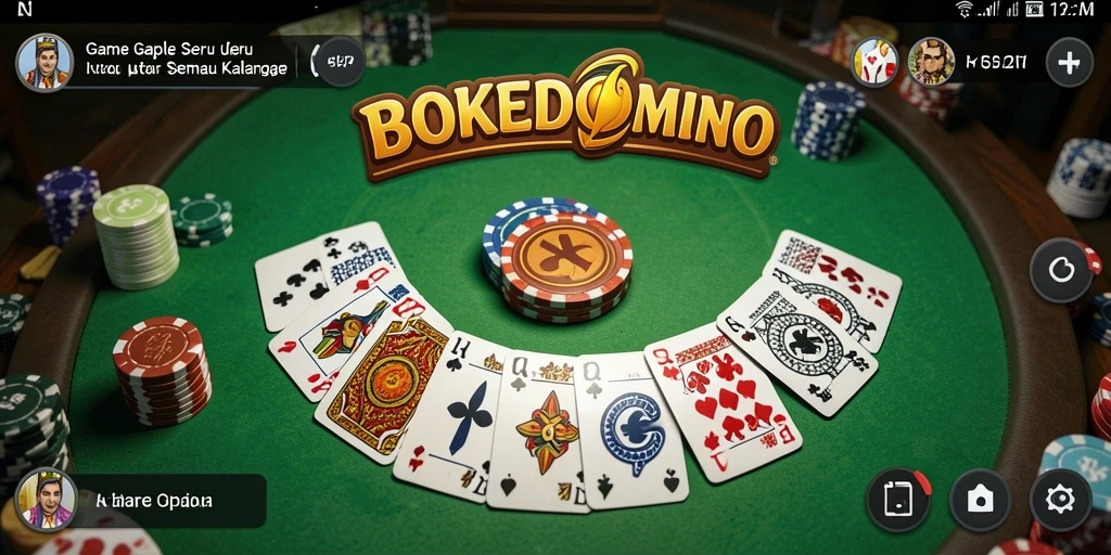 Tampilan gameplay seru BOKEDOMINO dengan suasana kompetitif.