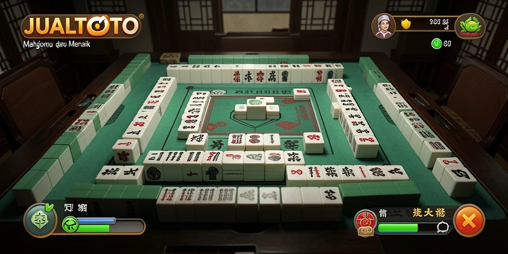 Screenshot gameplay JUALTOTO menampilkan keseruan permainan Mahjong yang menantang.