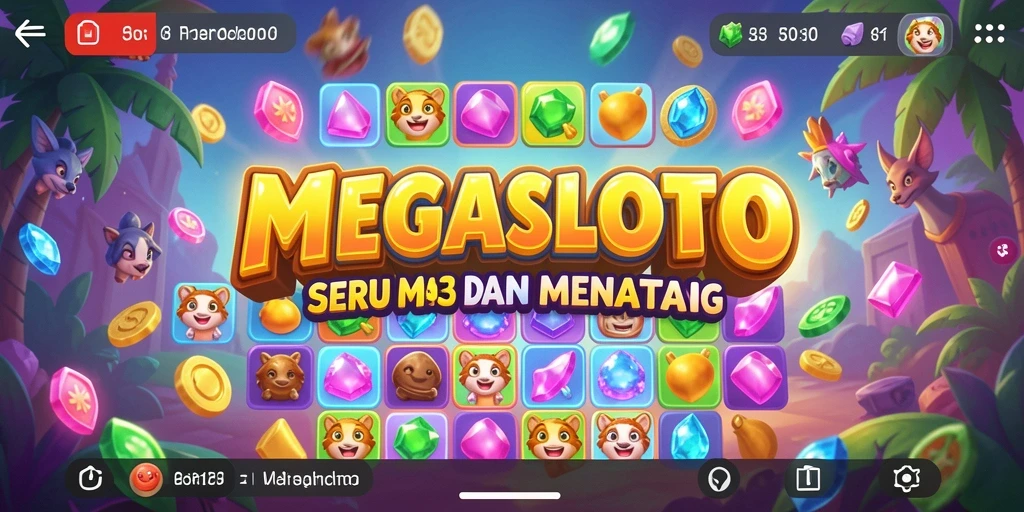 Tampilan gameplay MEGASLOTO dengan kombinasi simbol yang seru.