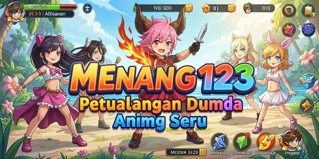 Tampilan gameplay MENANG123 yang menampilkan pertarungan karakter Anime.