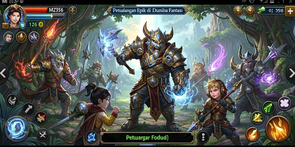 Screenshot gameplay RPG MZ356 menampilkan aksi pertempuran yang mendebarkan.