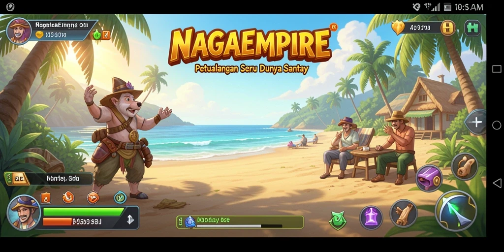 Tampilan gameplay NAGAEMPIRE yang ceria dan mengasyikkan.