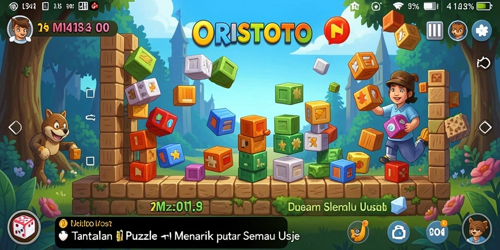 Tampilan gameplay ORISTOTO yang seru saat menyelesaikan puzzle.