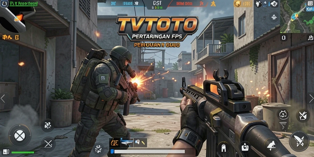 Screenshot menampilkan aksi intens dalam game FPS TVTOTO.