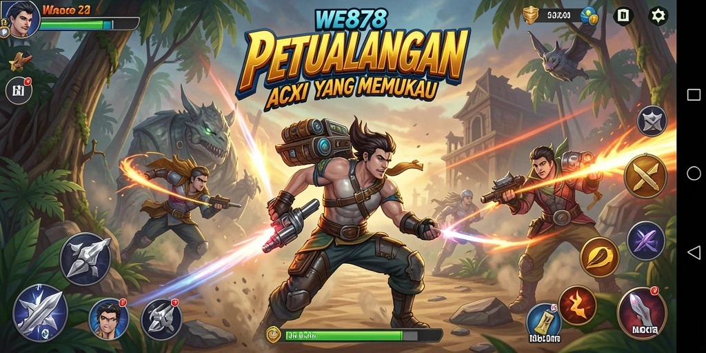 Gameplay WE878 yang intens dan penuh aksi, menunjukkan pertarungan yang mendebarkan.