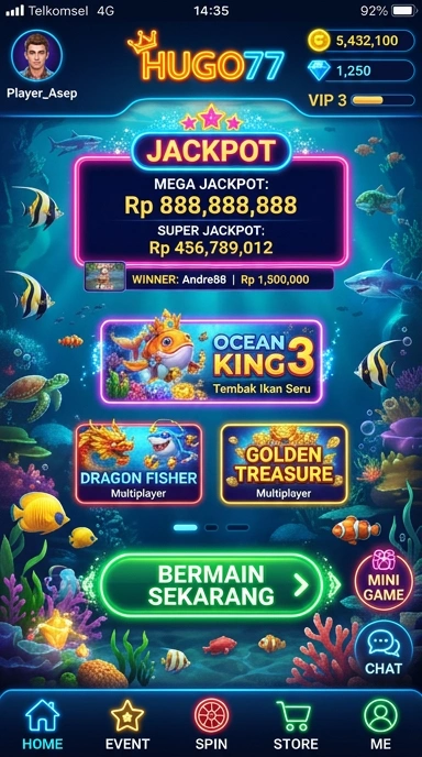 Tampilan antarmuka pengguna hugo77 yang ramah.